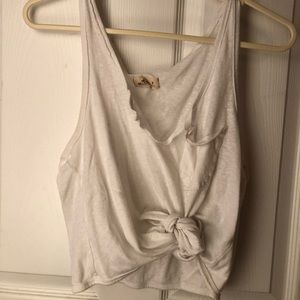 White crop top with side pocket & tie